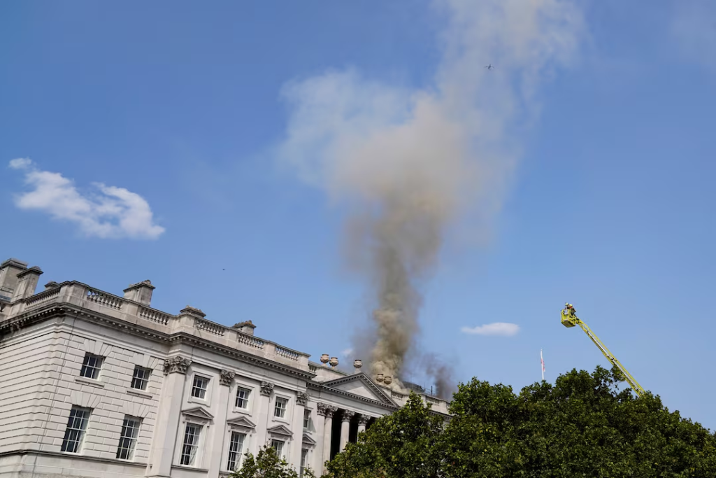 Massive Blaze Erupts at London’s Historic Somerset House, Firefighters Battle to Contain Flames